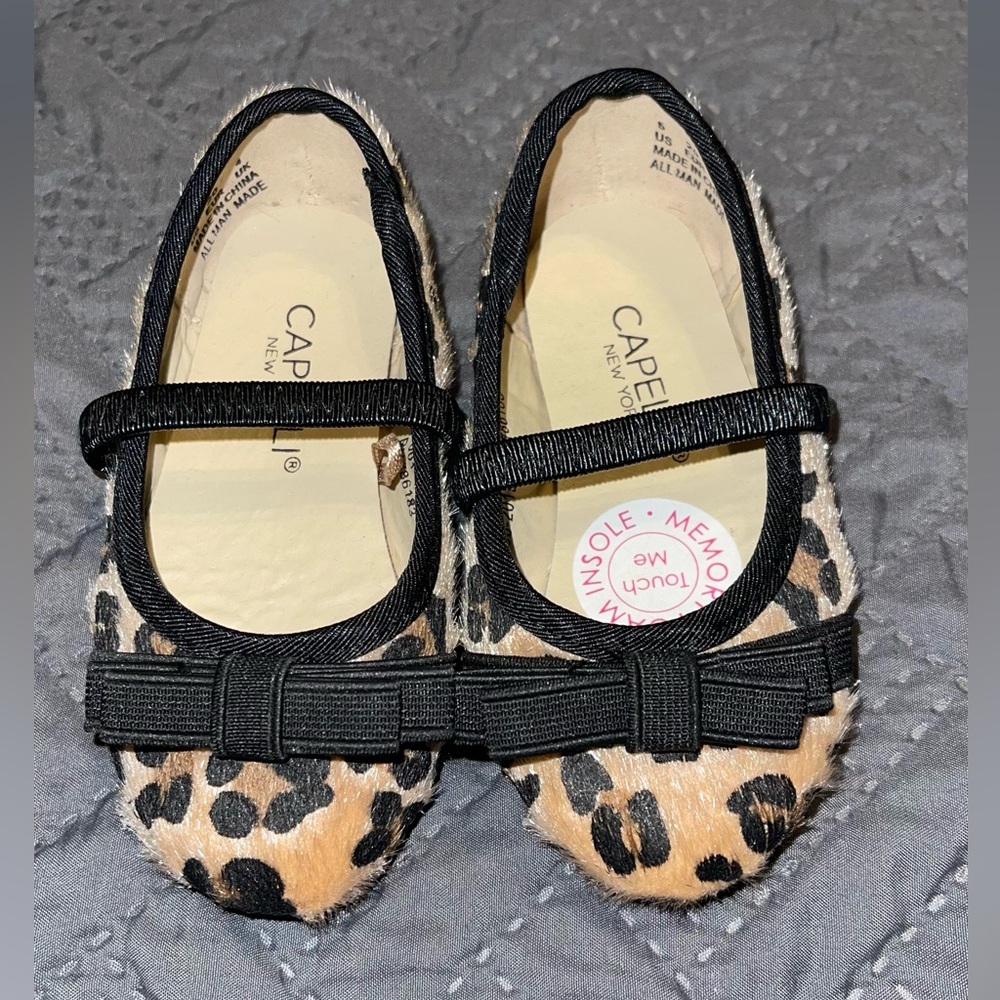 CAPELLI NEW YORK FAUX FUR CHEETAH PRINT TODDLER DRESS SHOES